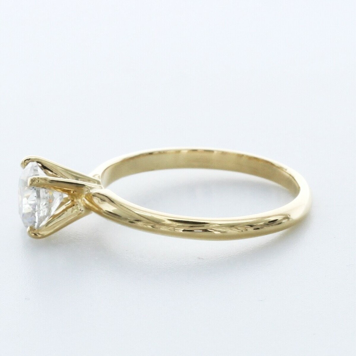 1.0CT Natural Diamond F/SI1 Round Cut 14K Gold Four-Prong Classic Solitaire Ring