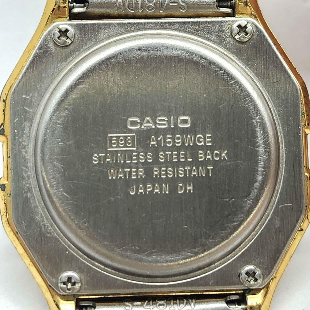 CASIO Digital Watch, Gold Color, Checkered Pattern, A159WGE NEW