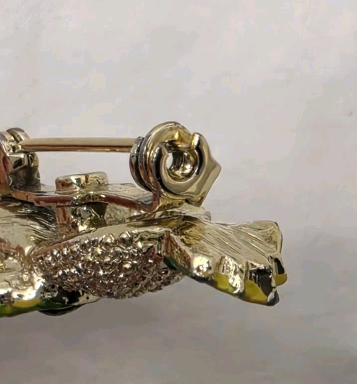 GERRY’S Gold Tone Hummingbird Brooch Pin with Rhinestone Accents 1.5″