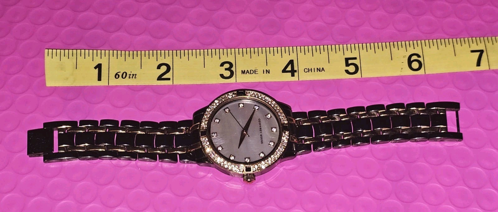 Ladies Geoffrey Beene Tortoise Shell Watch W/Mother of Pearl Face