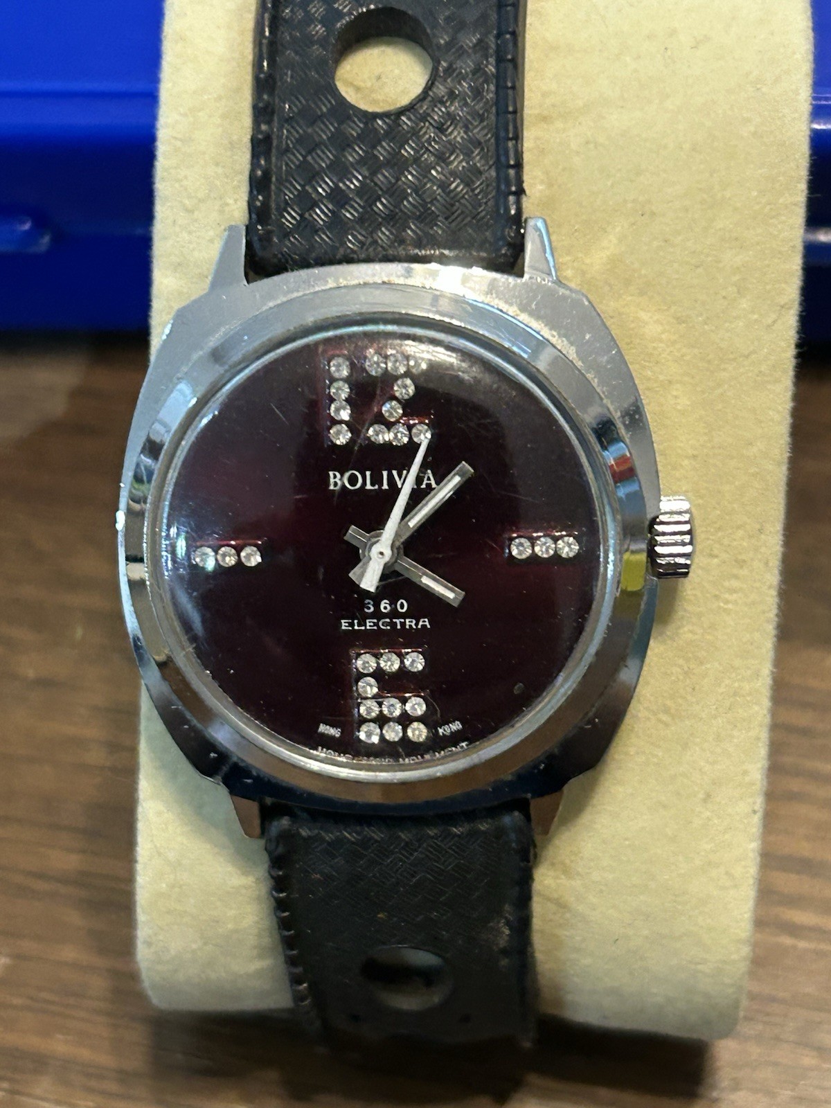 Vintage BOLIVIA Electra 360 DATOMATIC Mens Watch W/ OG Tropical Rally Band Runs