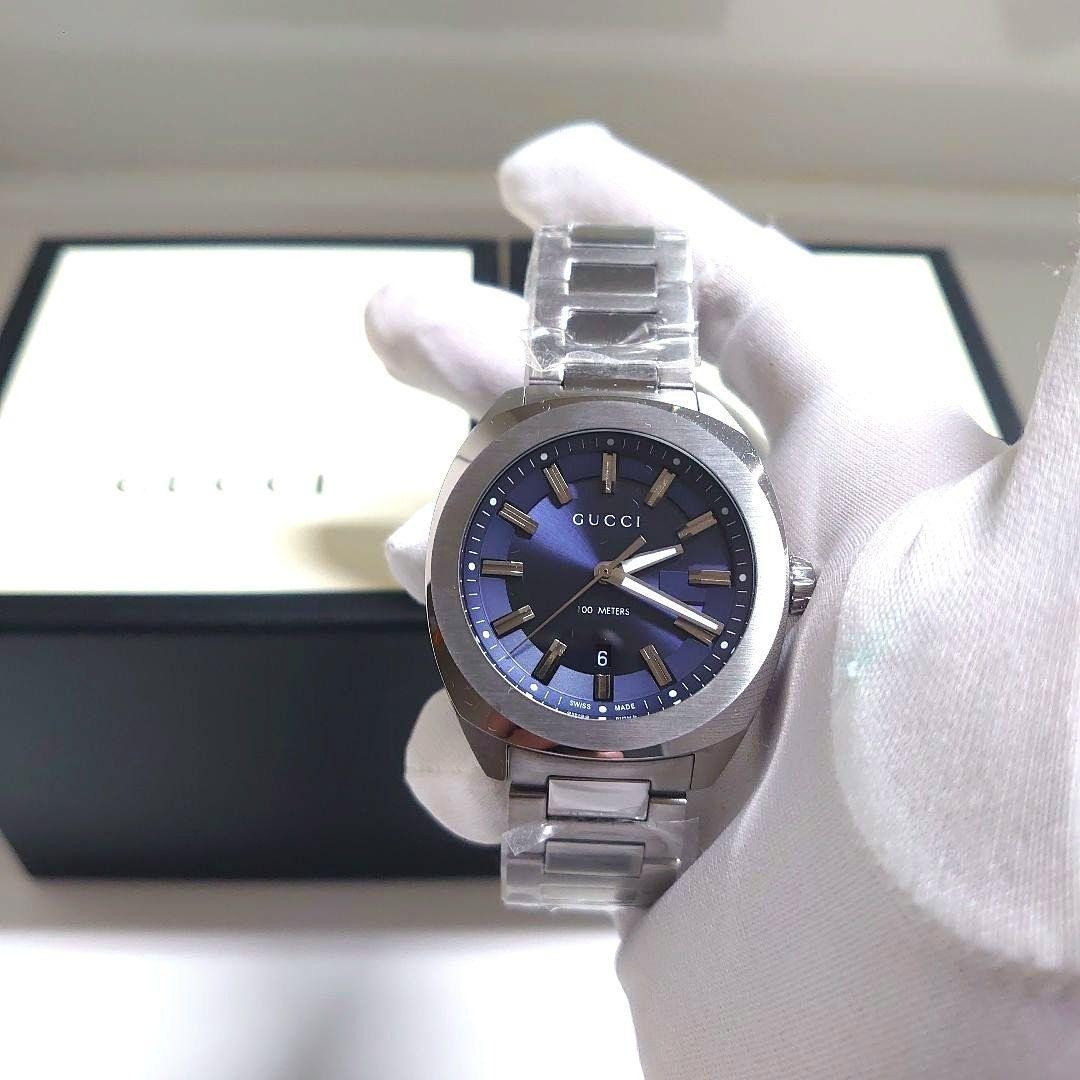 Gucci GG2570 Quartz Watch YA142303 41mm Blue Dial Date 100m Water Resistant
