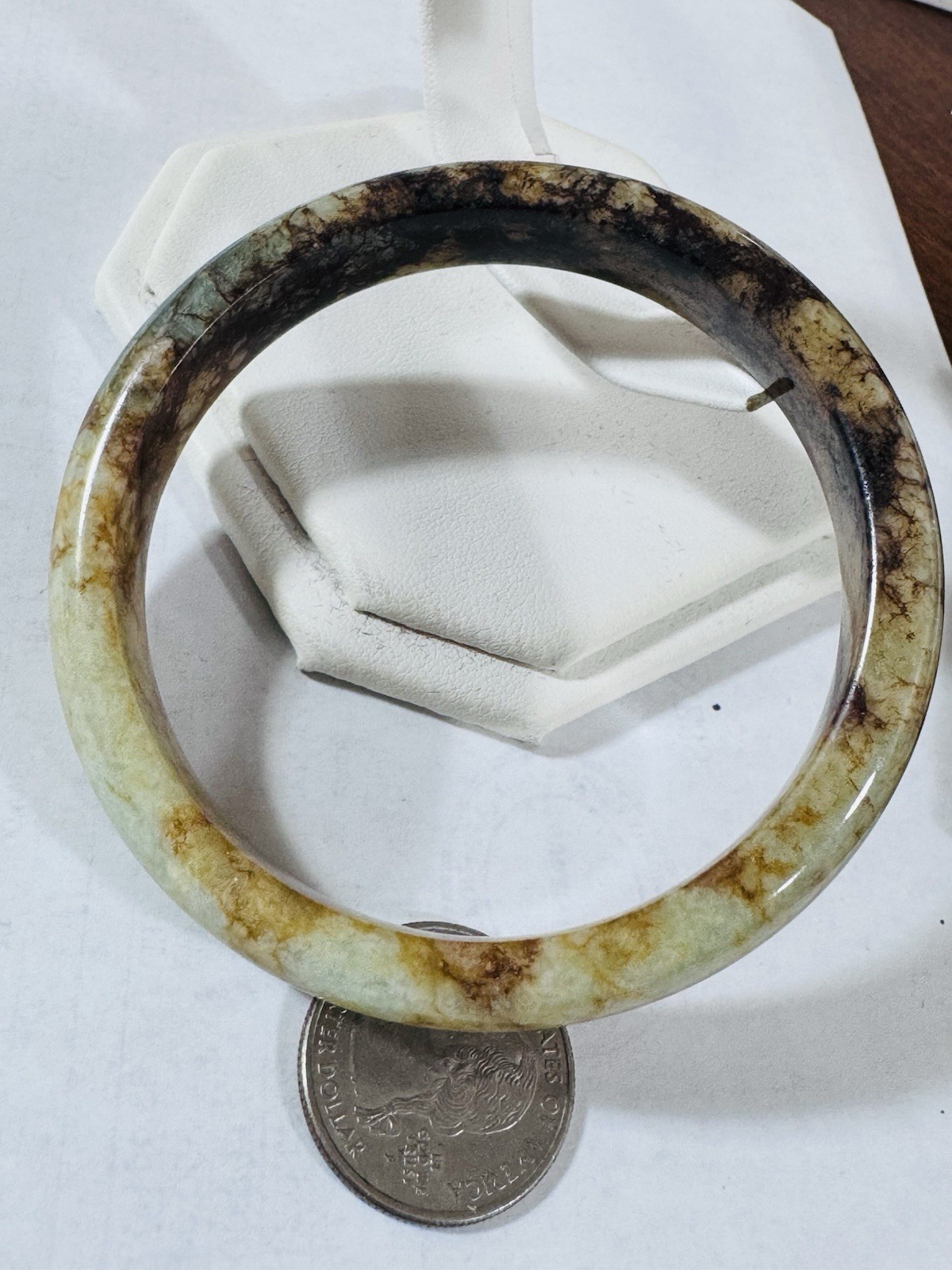 New Burmese Jade High Grade Brown Bangle Fits 5.5”-7.5”/16-18cm 49.13g 12.7/13mm