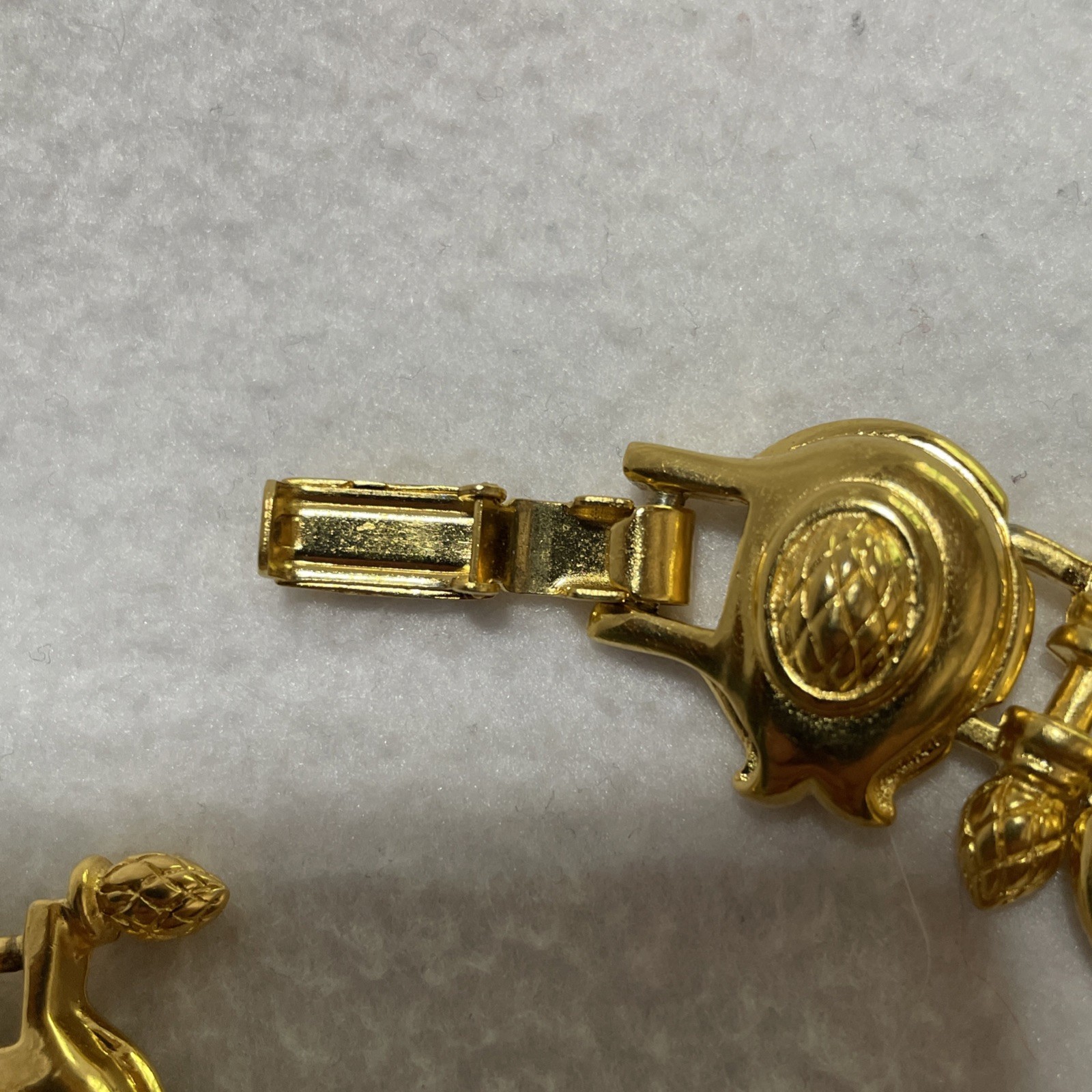 Vintage Fendi Faux Pearl Gold Tone Link Bracelet