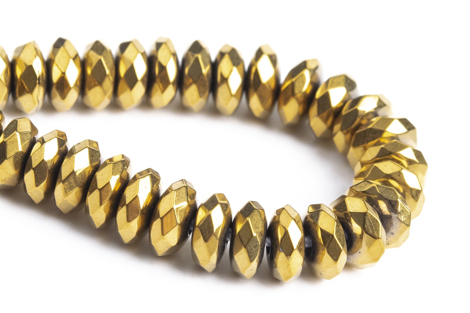 7x3MM Gold Hematite Beads Grade AAA Faceted Rondelle Gemstone Loose Beads