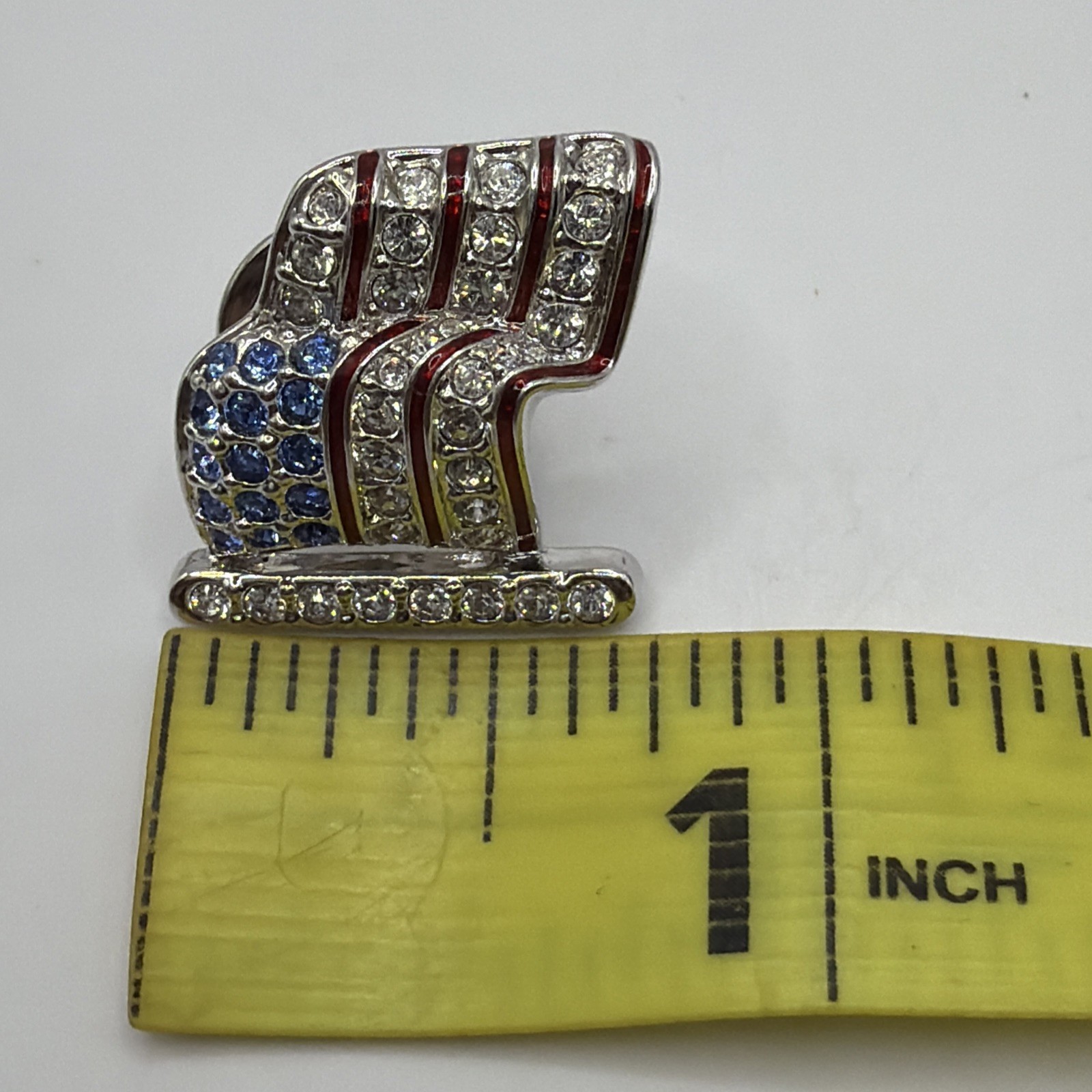 American Flag Swarovski Crystal Pin Brooch Red White And Blue Retired