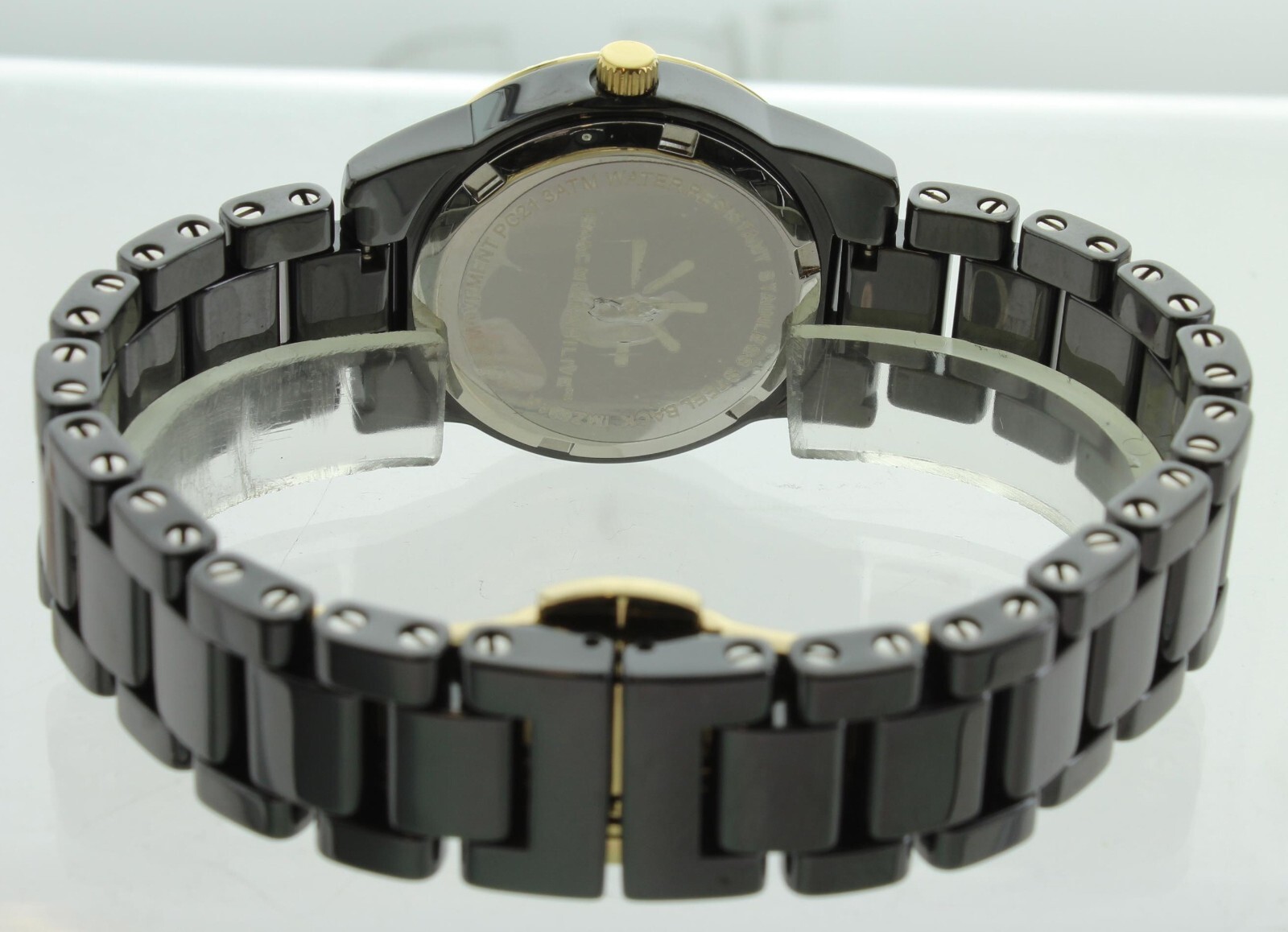 Isaac Mizrahi Live! Black Ceramic Classic Face Women’s Watch Gold Bezel IMZ601A