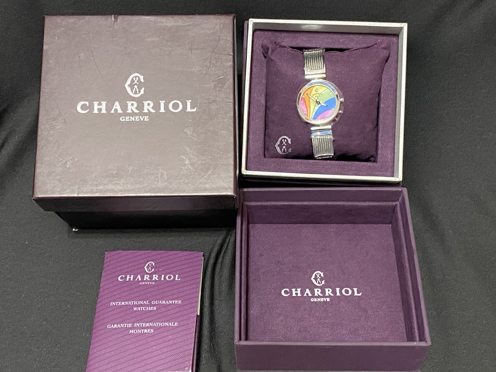 Charriol Forever Watch FE32 Multicolor Dial Diamond Markers Stainless Steel