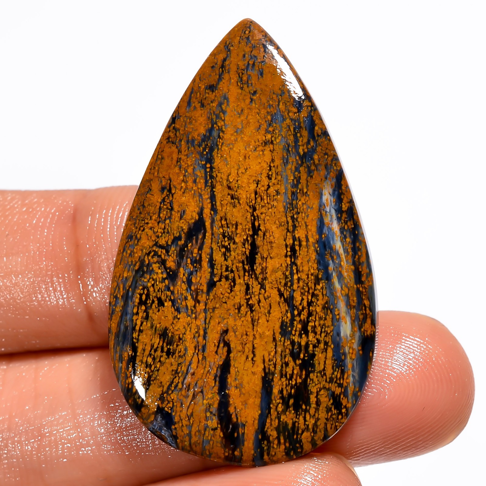 39 Ct Natural Pietersite Pear Cabochon Loose Gemstone For Pendant 40X24X5 mm