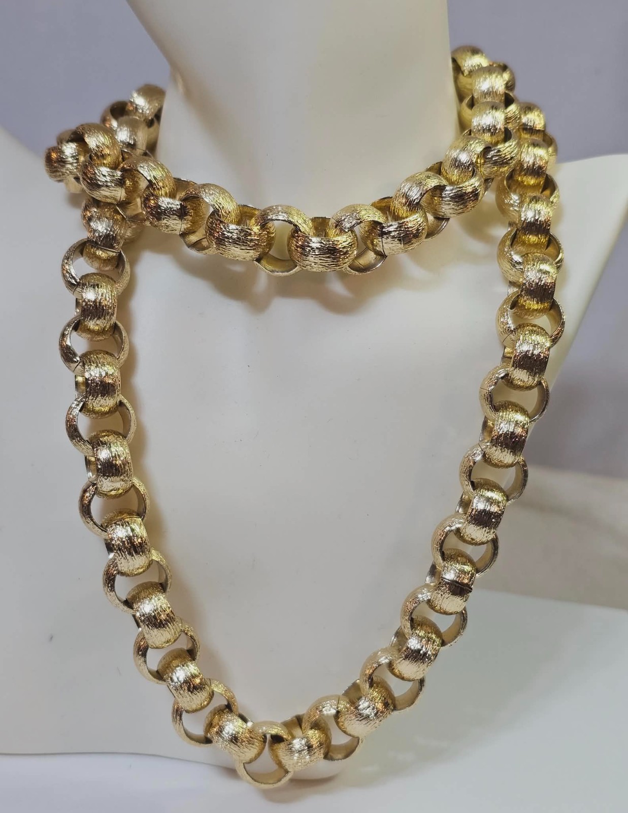 vtg Goldfilled/Goldplated Belcher Chain Chunky Wide Necklace Statement 31in-114g