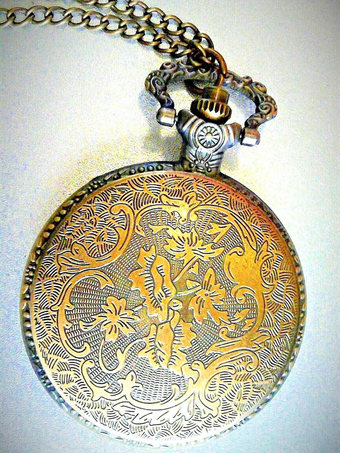 Mens Modern Pocket Watch Mehcanical Bronze Stainless Steel – Hand Winding – 31in