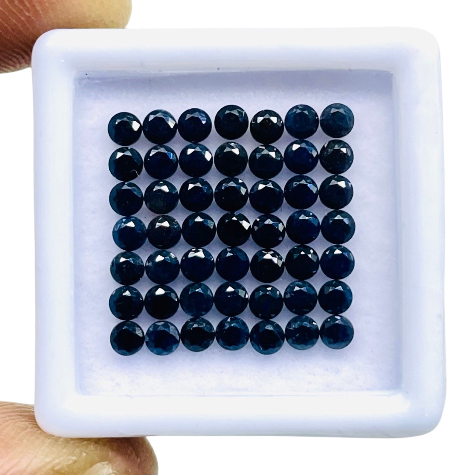 Natural Blue Sapphire 50 Pcs 2.5mm Round Diamond Cut Calibrated Loose Gemstones