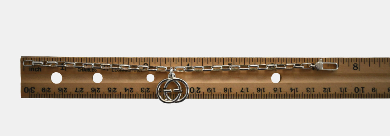 🆕New GUCCI Interlocking G Charm 925 Sterling Silver Bracelet IT-18 US-7/7.5
