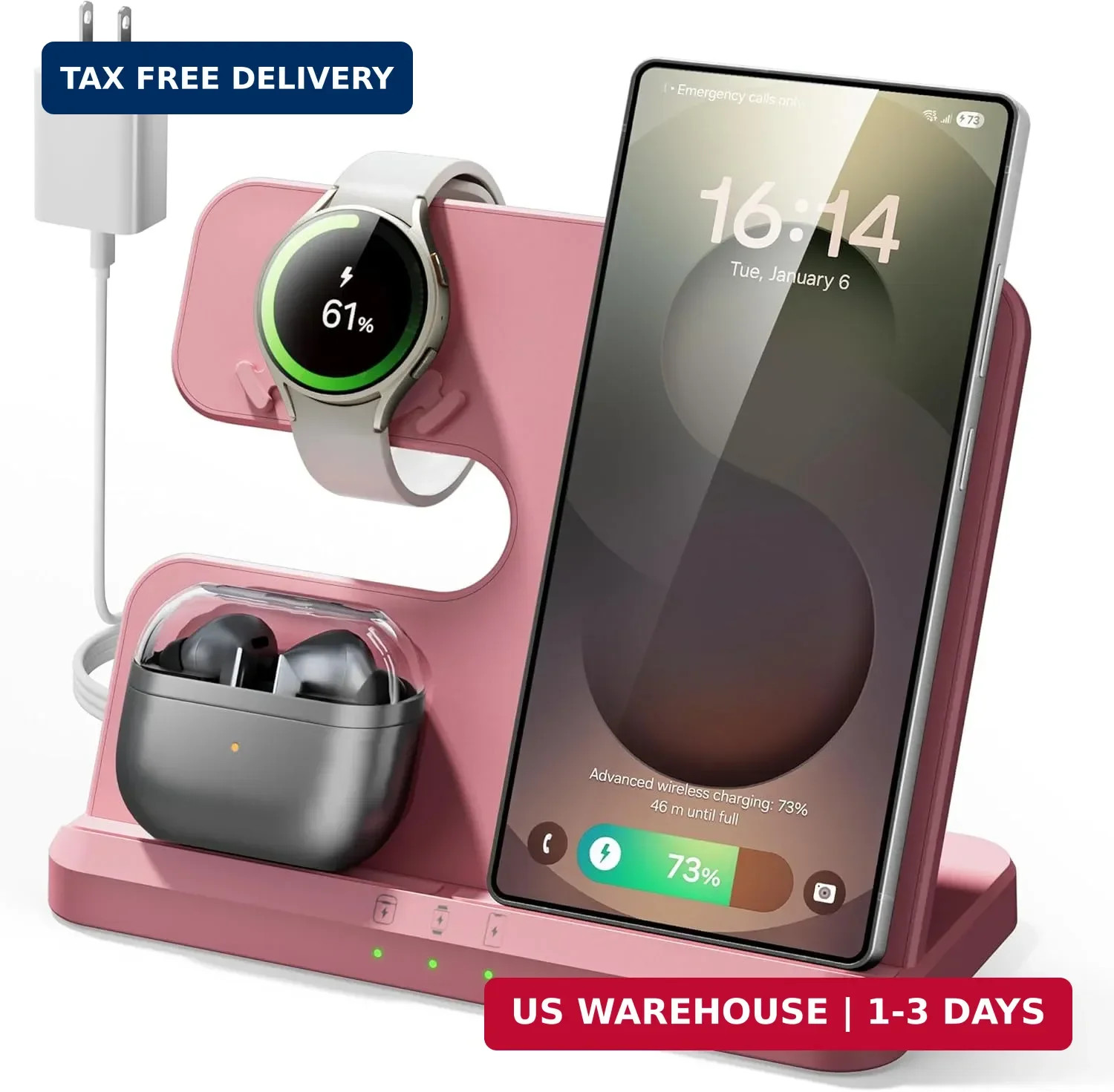 Wireless 3 in 1 Charging Station for Samsung, Phone and Watch Charger for Galaxy