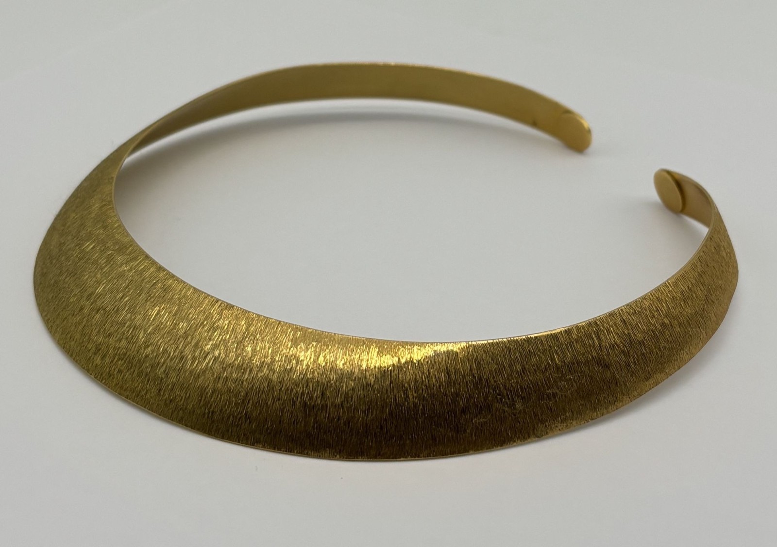 Vintage Milor Italy Brushed Textured Bronze Collar Torque Choker Necklace Signed