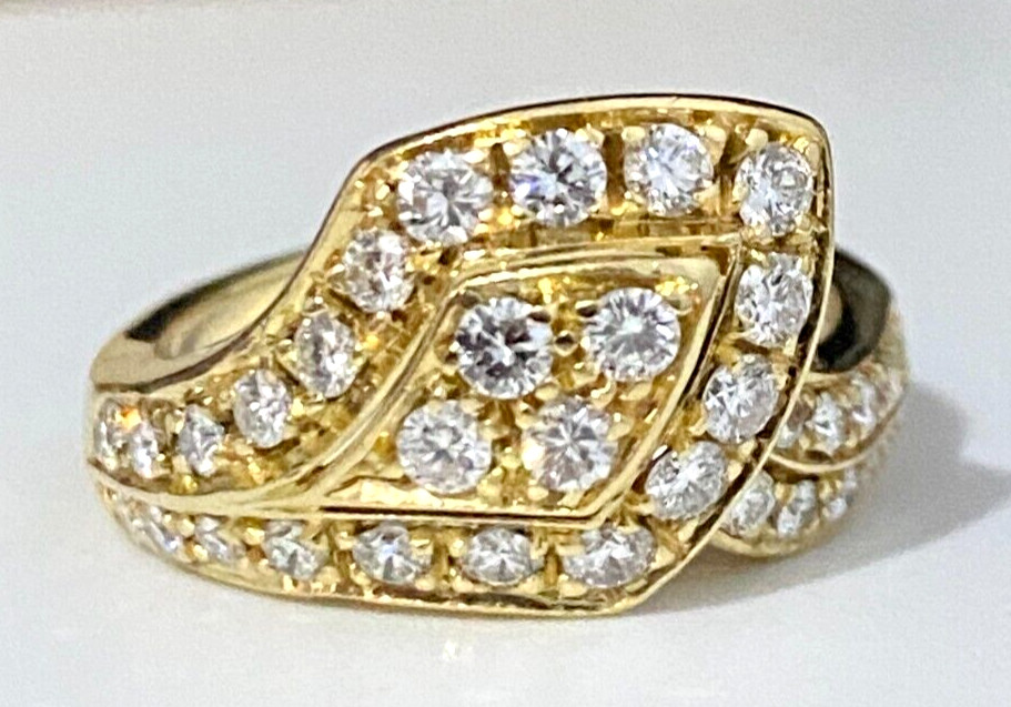 18K Yellow Gold & 0.90CT Diamond Snake Ring Size L 1/2 – 5 7/8