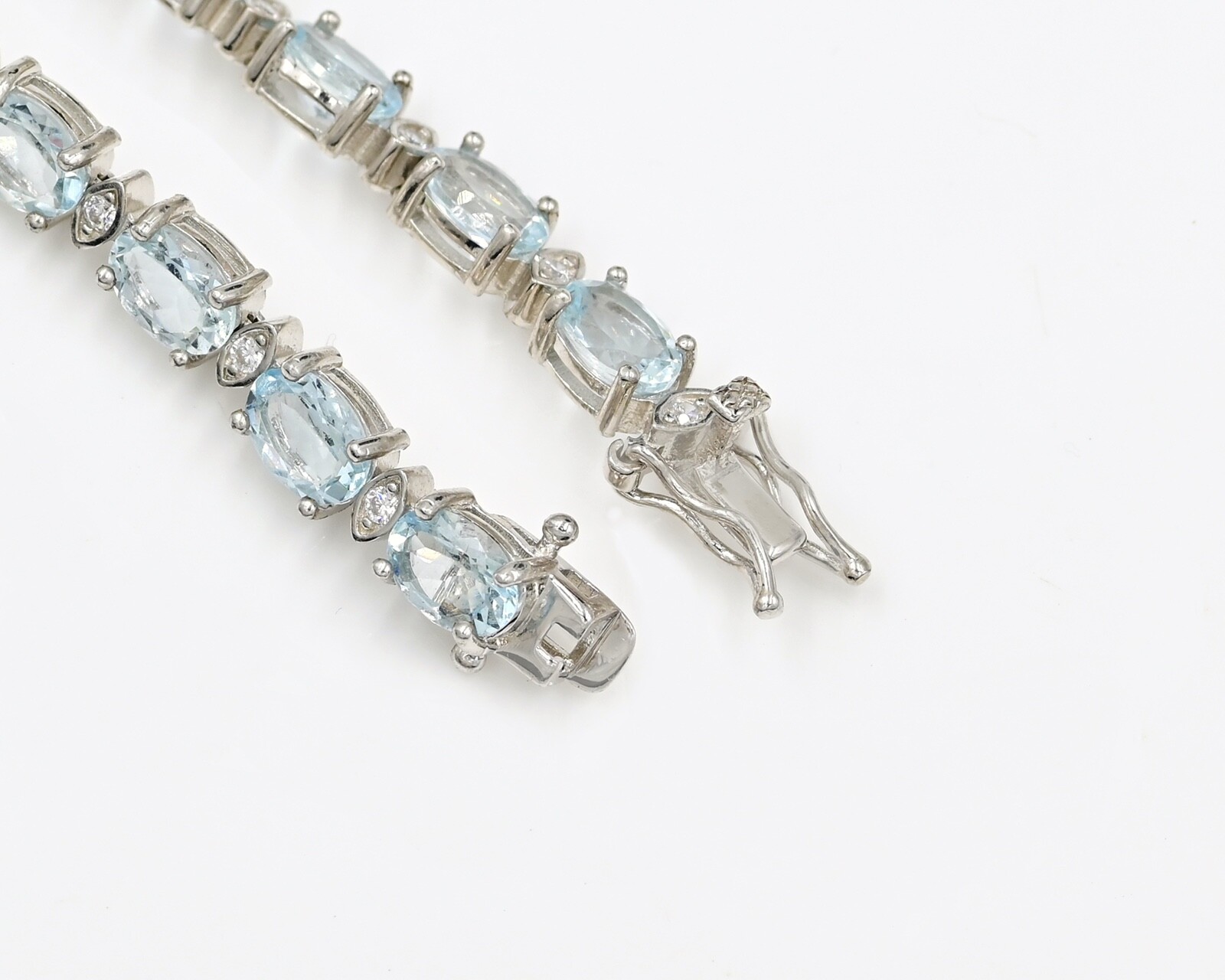 12.45 Cts. Natural Aquamarine 925 Sterling Silver Tennis Bracelet Christmas Gift