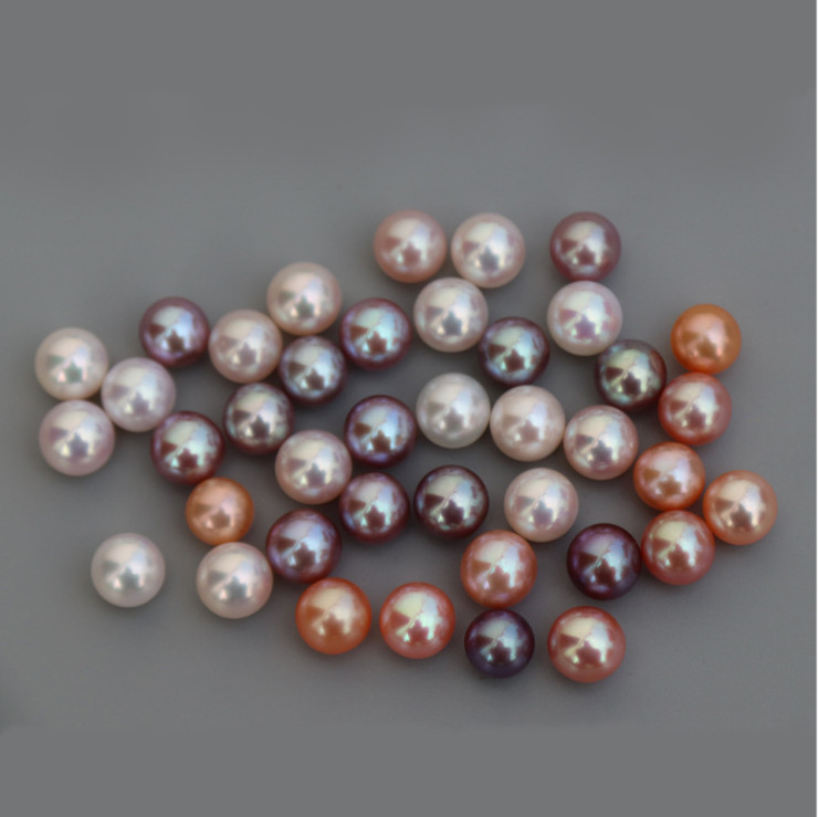 2pcs/1 pair GENUINE NATURAL FRESHWATER Round PEARL Half-Drilled DIY Jewelry