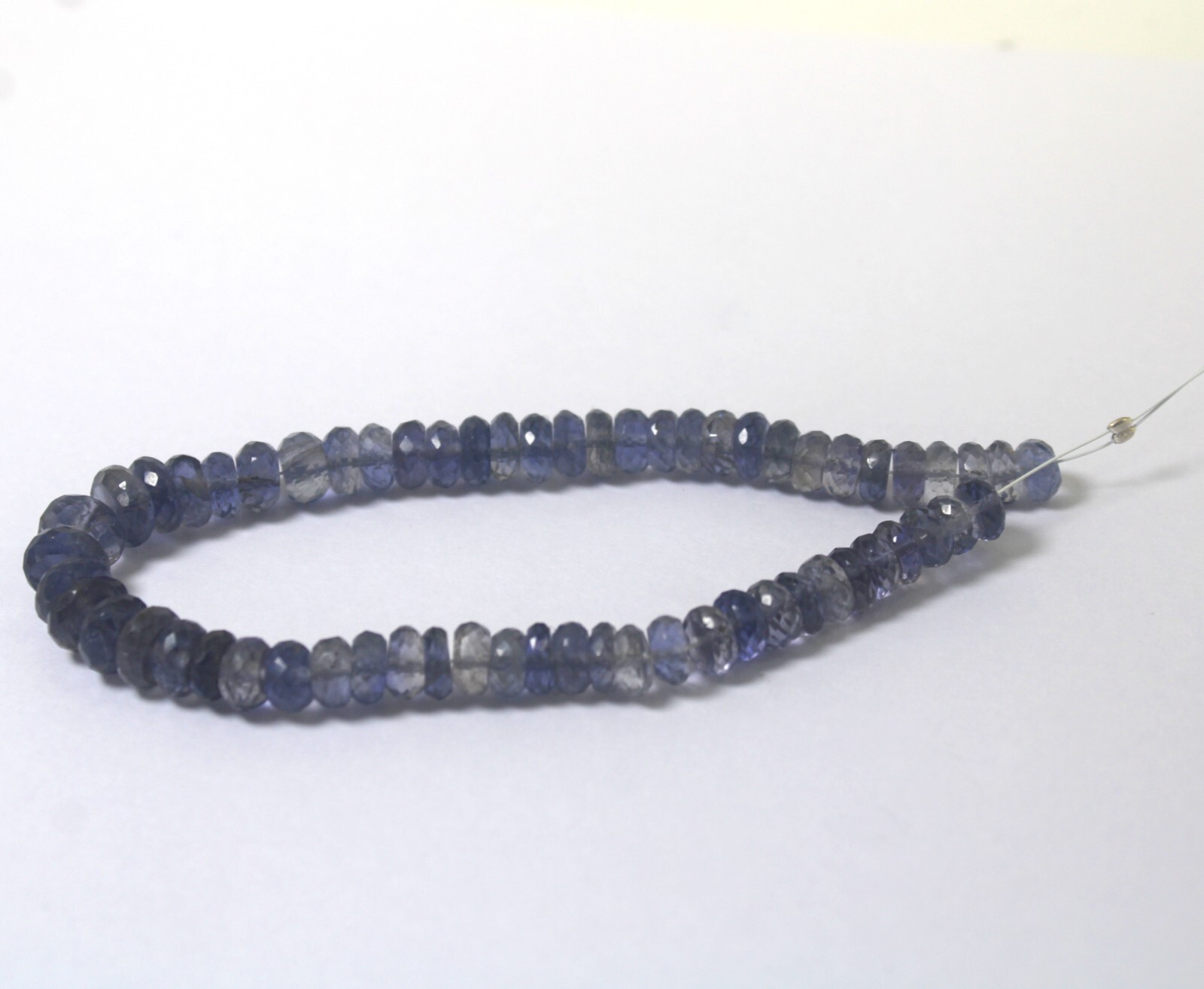 81 Ct 6 to 8.5 MM Natural Faceted Purple Blue Iolite Rondelle Shape 8 Inch Beads