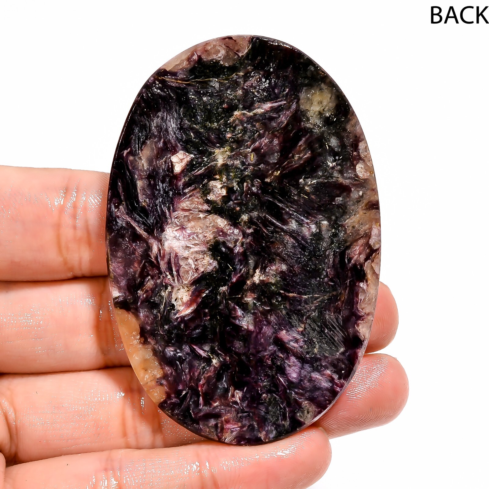 199.05CT Natural CHAROITE Cabochon Russian Charoite Oval Gemstone 47X70X6mm BC60