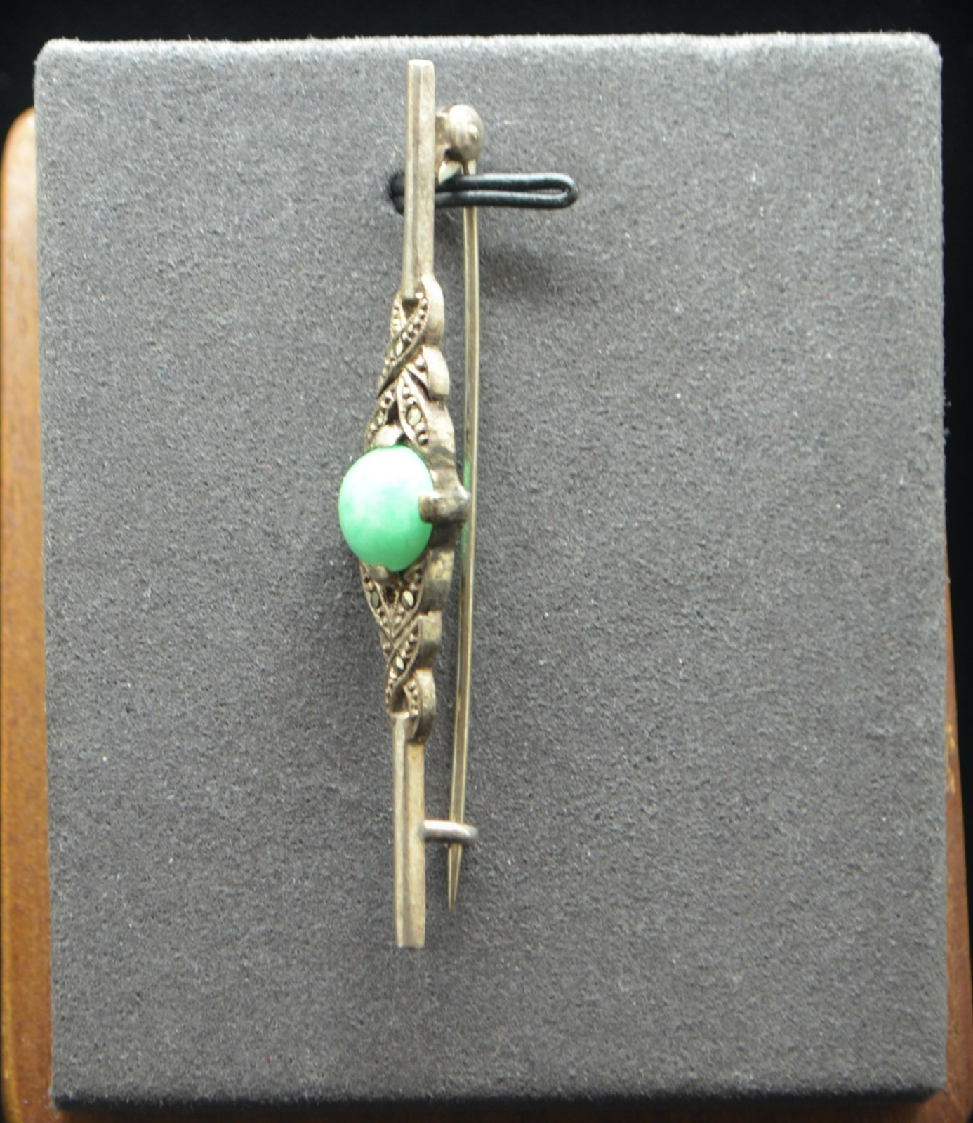 Sterling Silver Pillar Blue Stone Pin / Brooch #FMG599