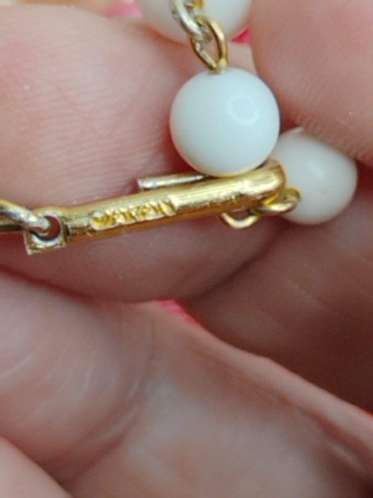 Japan On Clasp Two Necklaces ,Pink And White Faux Pearls, , Vtg