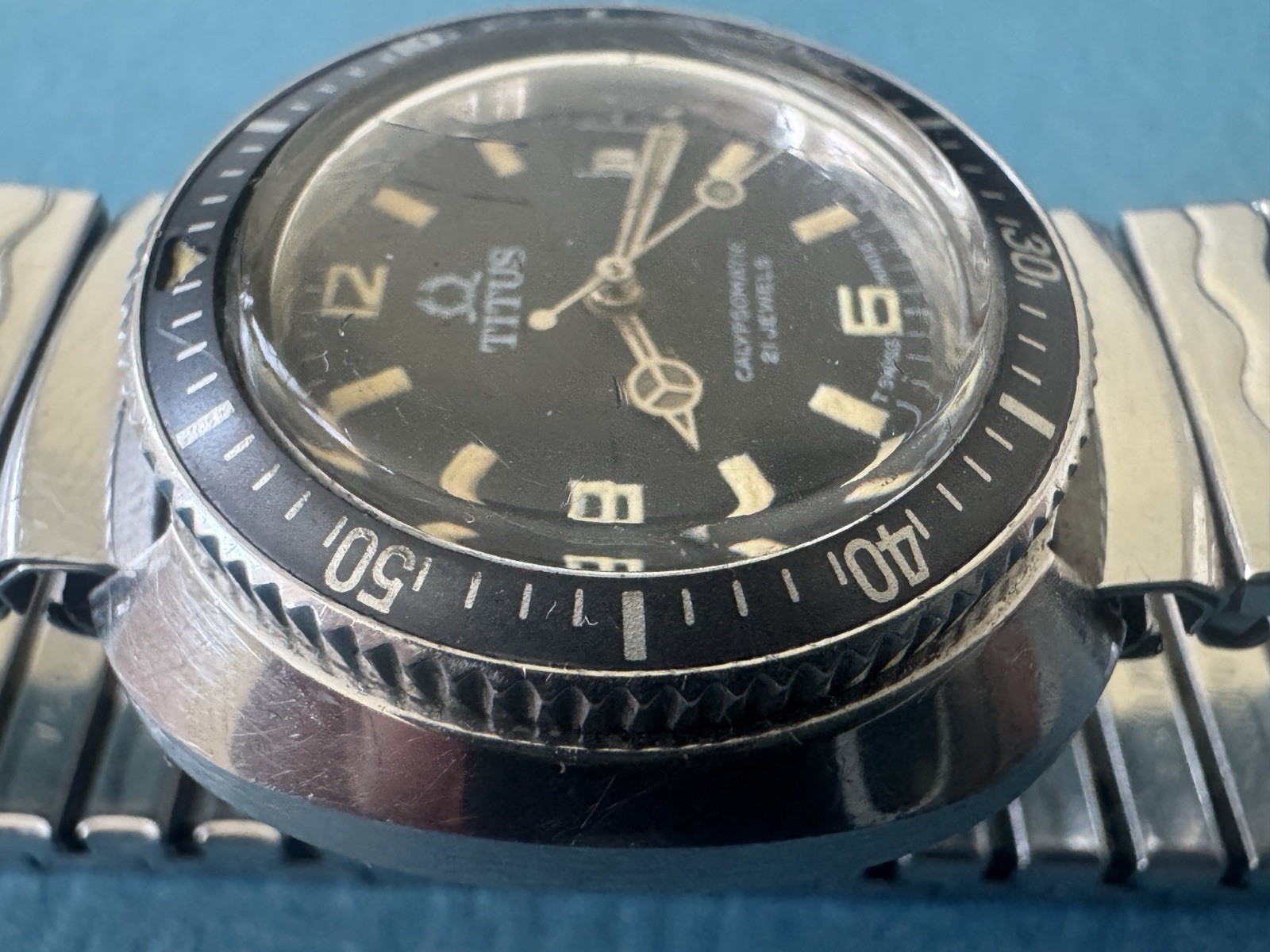 VINTAGE 1960s SOLVIL TITUS CALYPSOMATIC DIVER WATCH 21J AUTO STUNNING TROPICAL