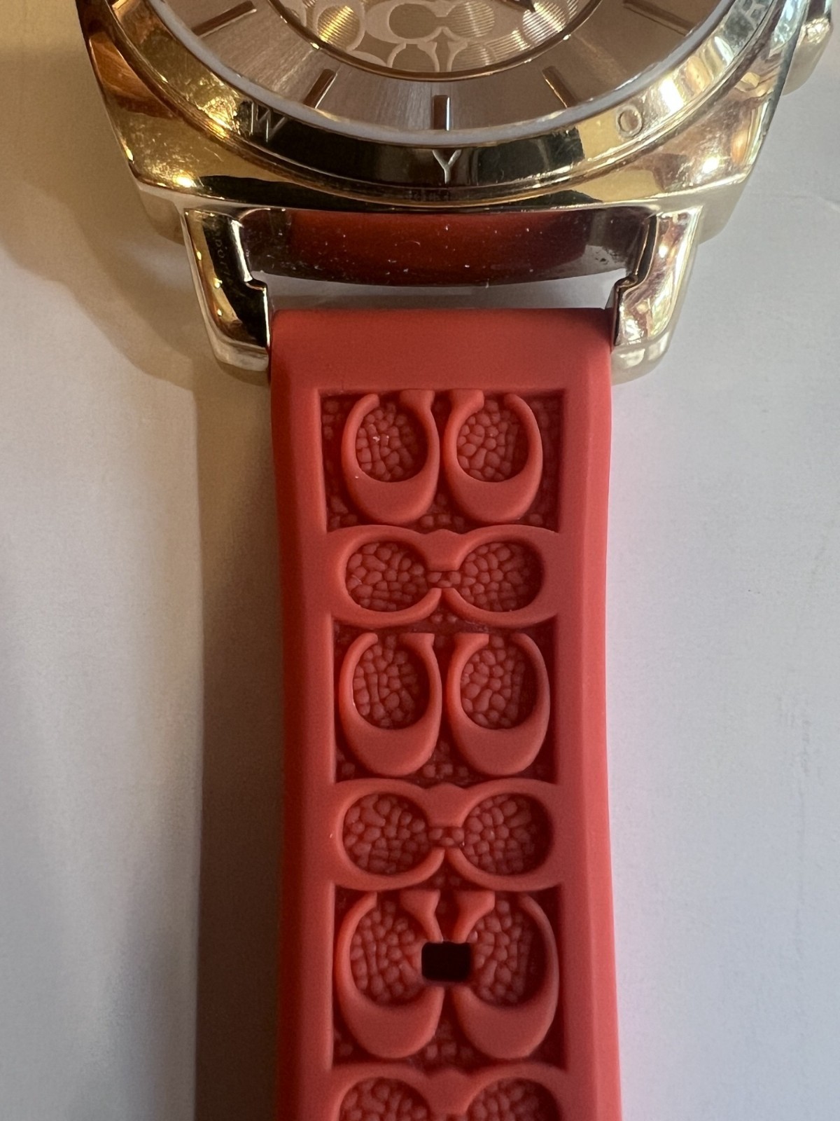 Vintage Coach Boyfriend Watch 34mm Gold Tone Stainless Steel Orange Strap