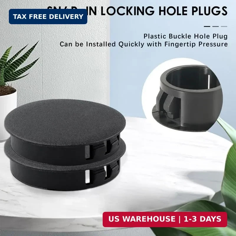 15PCS 1-1/4 In/32 mm Plastic Hole Plugs, Black Flush Mount Panel Plugs Button Lo