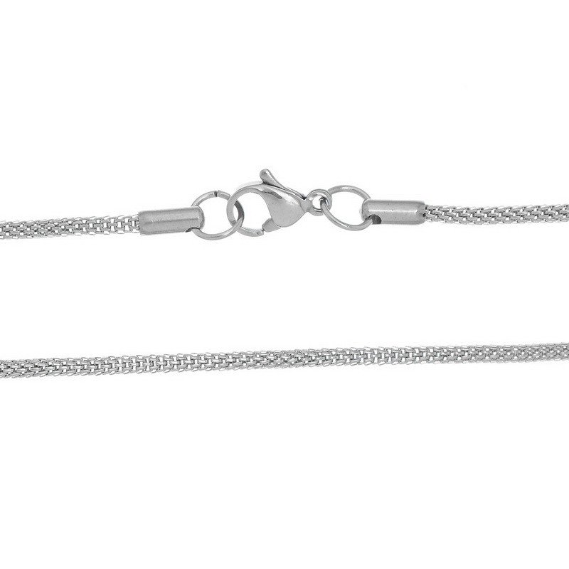 316L Stainless Steel 17.7 Inch (45 cm) 2.4mm Mesh Chain Necklace