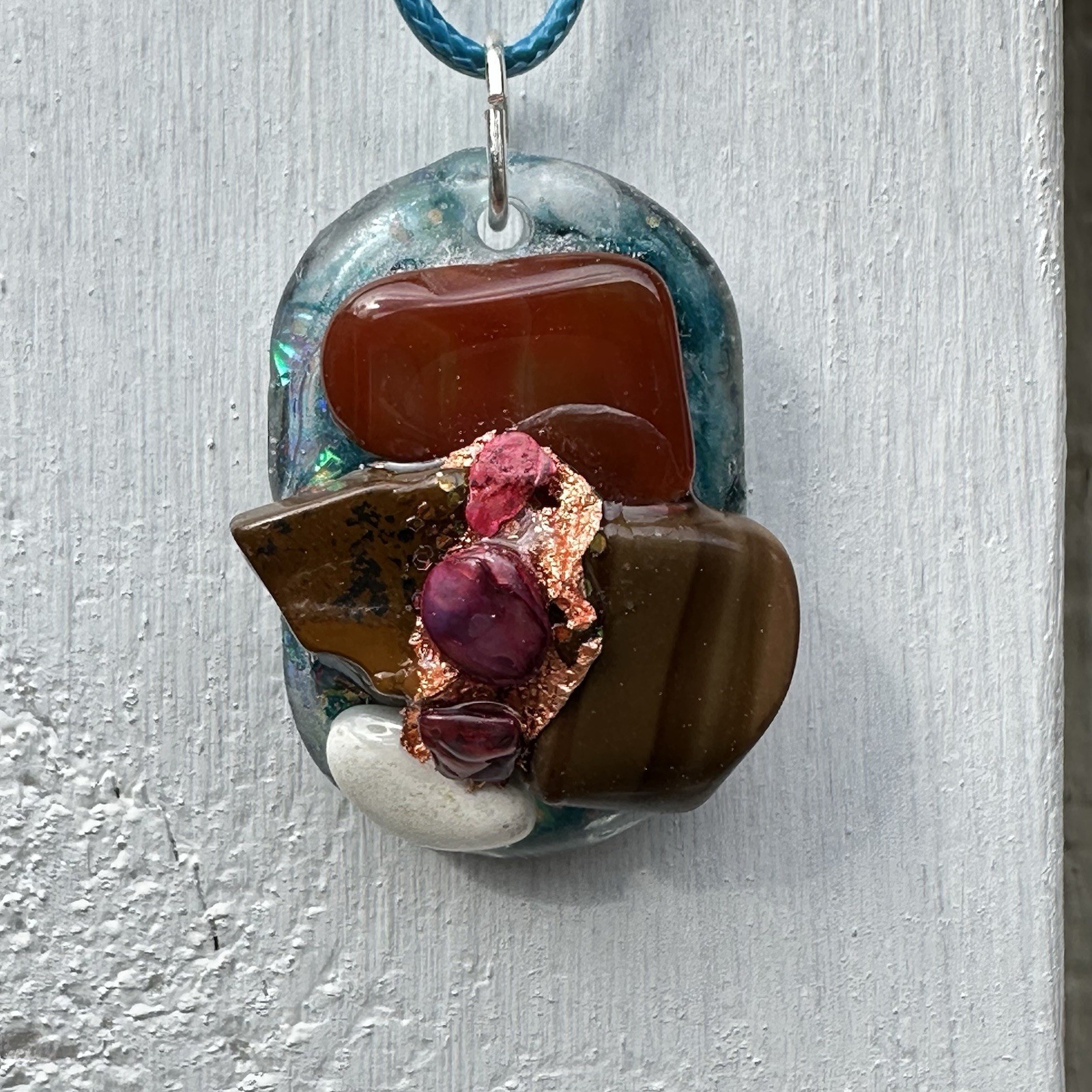 Original Art Unique Resin Gemstone Artisan Pendant Necklace 1.5 Handmade 5559 S
