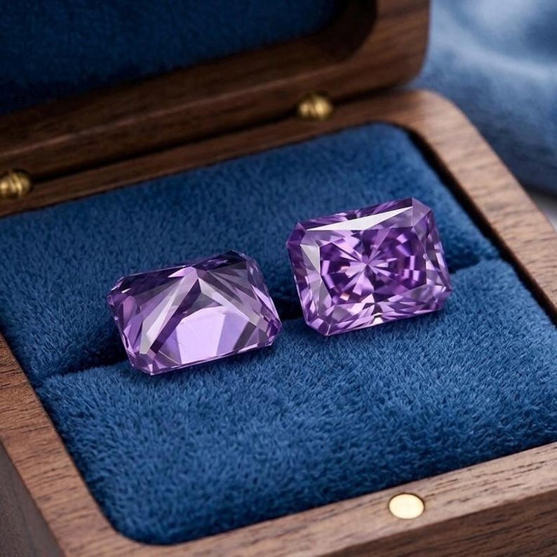 2Ct Pair Fancy PurpleColor Radiant Cut VVS1 Diamond premium Quality Gemston5x7m