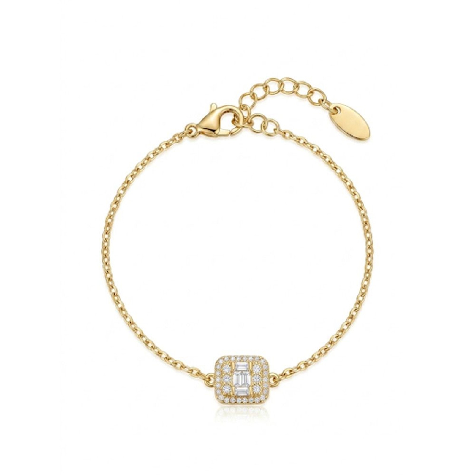 Empress Emerald Cut Gold Plated Bracelet Length 6.6″ 16.8 cm