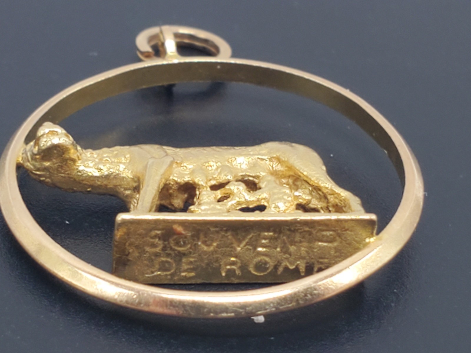 UnoAerre 18k Gold Romulus Remus Souvenir Charm Rome Italy Wolf Pendant ~1″ 6.8g