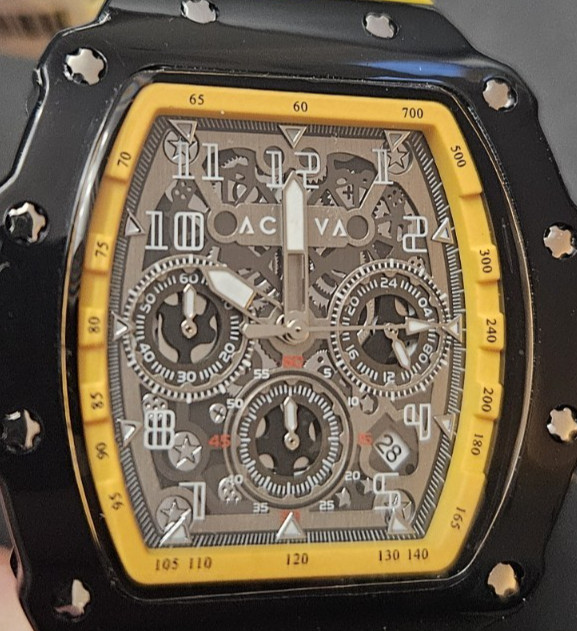 Activa Fury X Invicta Mens Quartz MG53 Skeleton Dial Yellow 44mm ACW2305-021 NIB