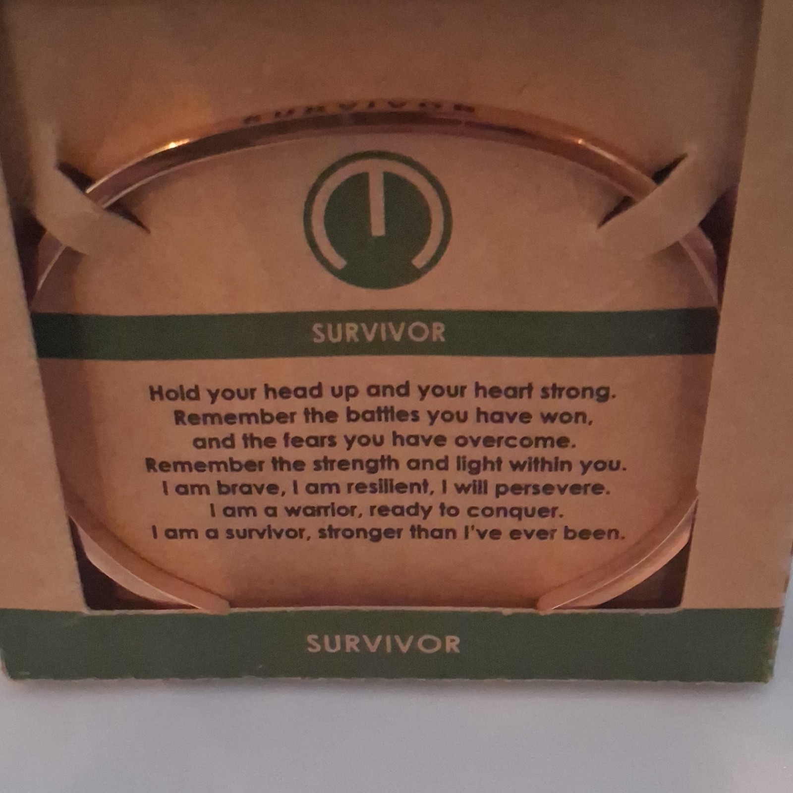 MantraBand Survivor Gold Stainless Steel Adjustable Engraved Bangle