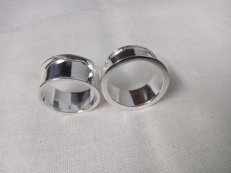 925 Sterling Silver Plug Saddle Tunnel Double Flare Ear Gauge For Stretched Ears