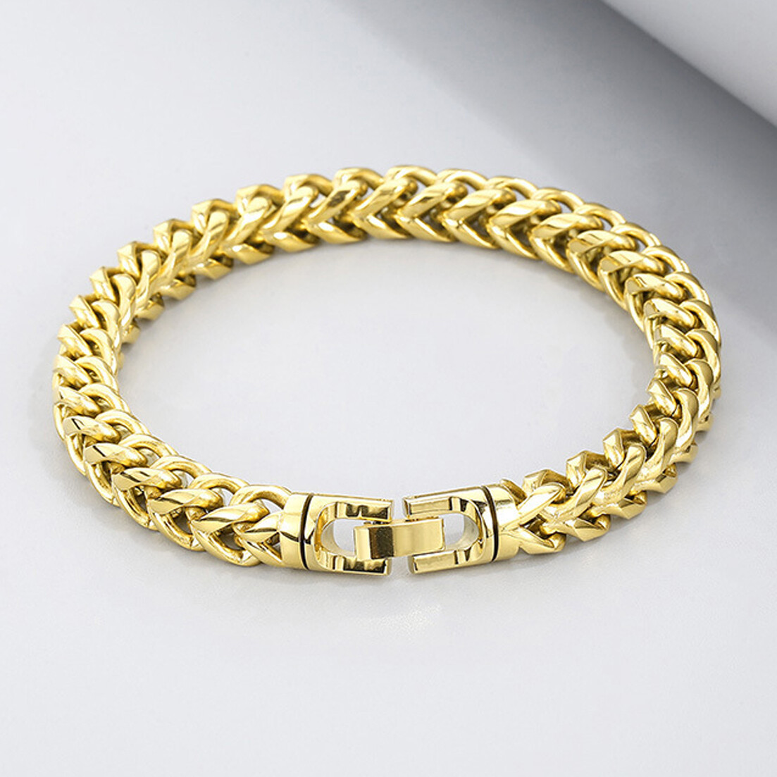 Men’s Wheat Chain Bracelet Stainless Steel Chain Bangle 5 Colors 8mm/10mm 9.05″