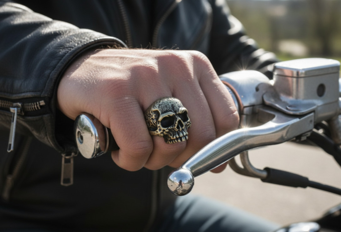 Big Bronze Skull Ring Antique Distressed “Bronze Look” Stainless Steel Biker 42