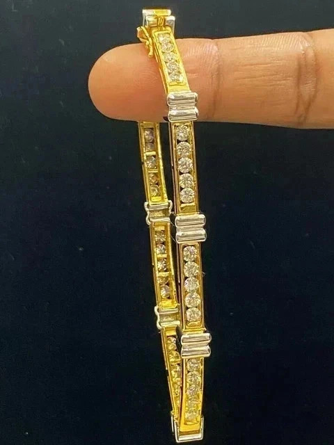 5Ct Round Cut Lab Created Diamond Women’s Tennis Bracelet 14K Yellow Gold plated