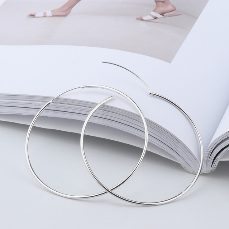 SOLID STERLING SILVER PLAIN 1MM THICK ROUND ENDLESS HOOP EARRING 12-70MM PE16