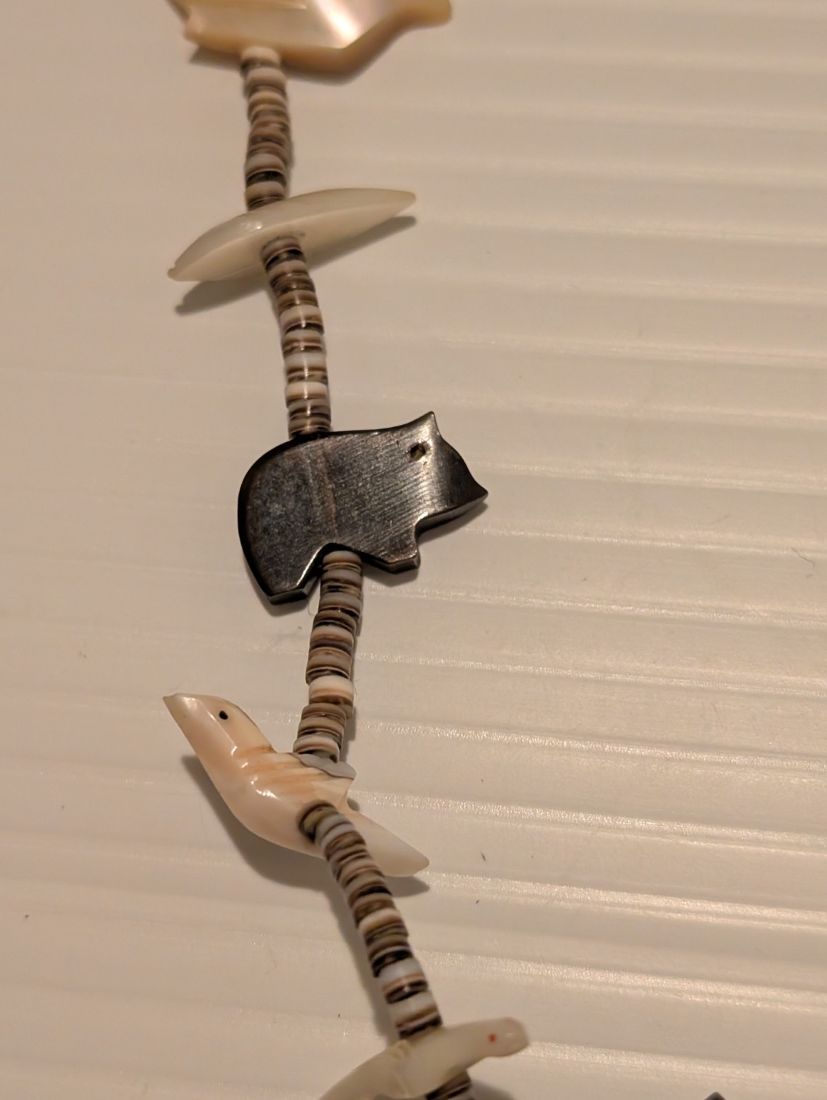 Zuni Style Fetish Necklace Multi-Stone Hand Carved Animals Heishi Beads