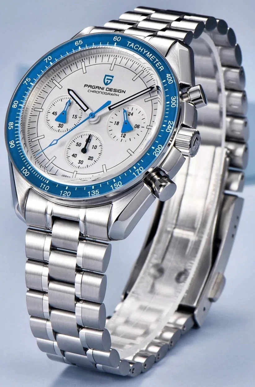 Pagani Design 1701 42mm Moon Chronograph Lumin AR Sapphire Blue Bezel Seiko VH63