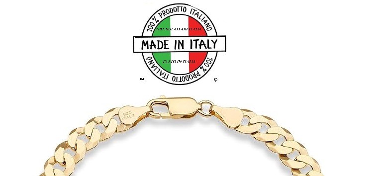 Italian 18K GP 7mm Diamond-Cut Cuban Link Curb Chain 925 Sterling Silver 9.0 New