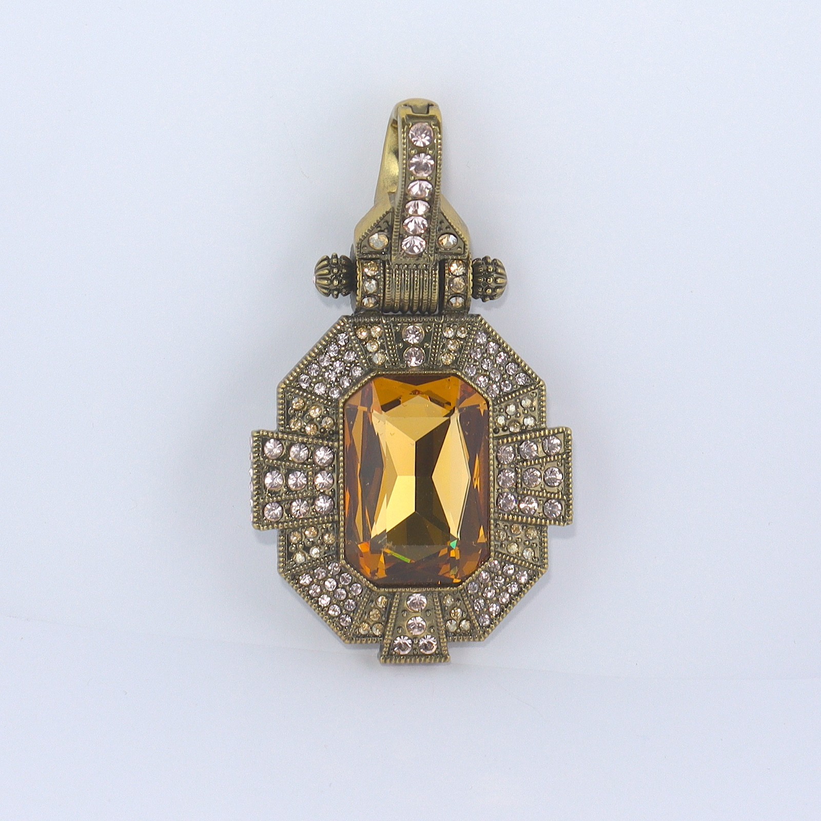 Heidi Daus Large Faux Citrine Rhinestone Pendant