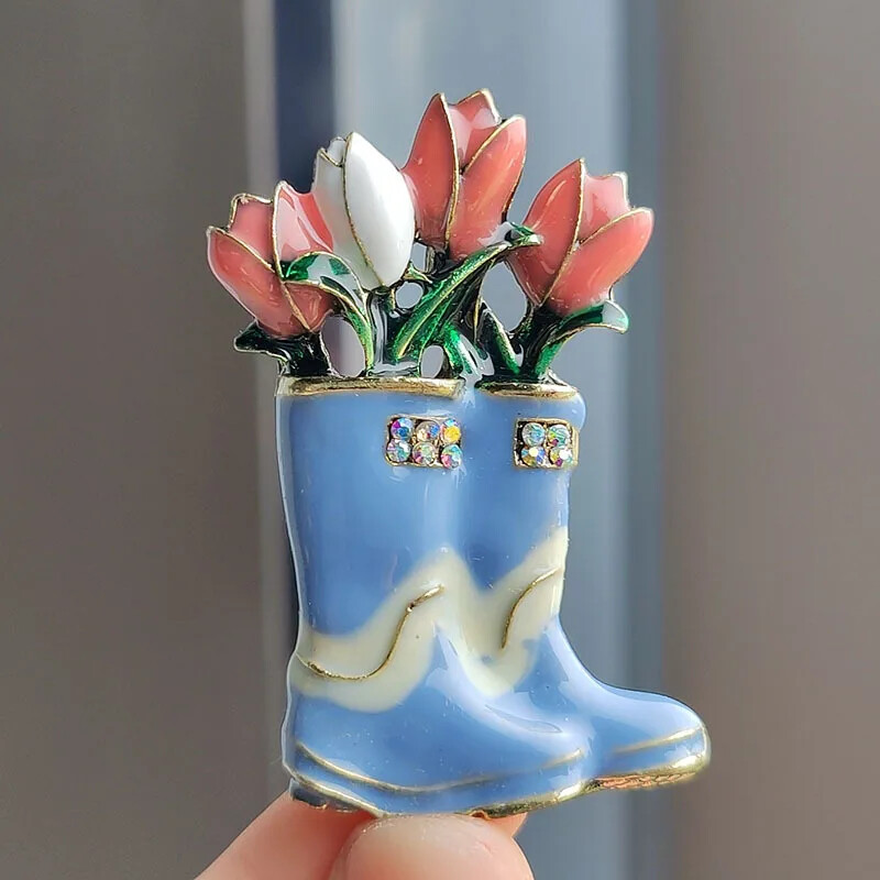 Fashion Tulip Boot Brooch Vintage Flower Shoes Accessory Jewelry