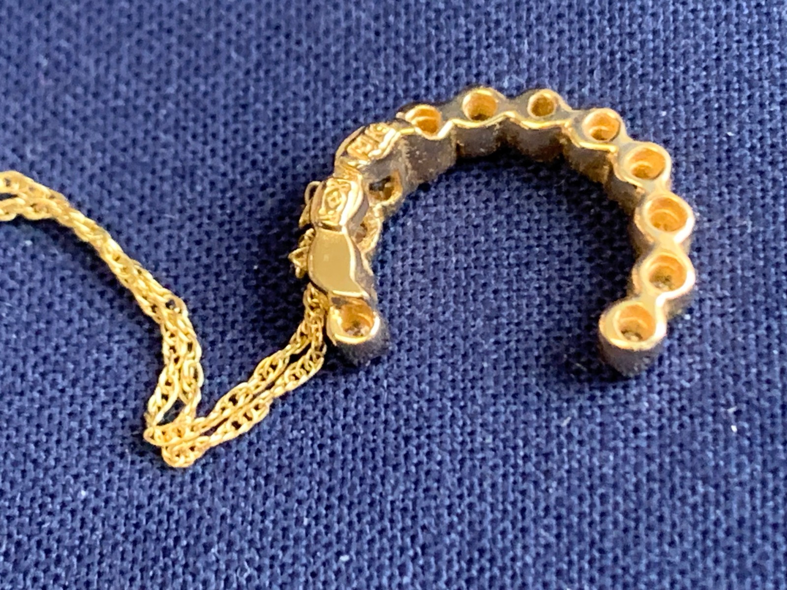 14K Yellow Gold Diamond “C” Necklace 1.95g Fine Jewelry 18″ Rope Chain *READ*