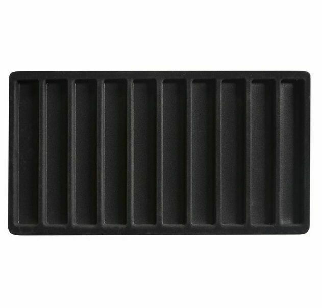 US Seller~6pcs Black Flocked 1×10 Compartment Jewelry Display Tray Insert