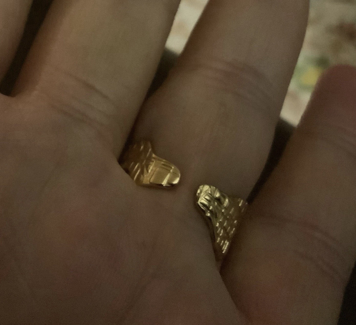 Anthropologie Abstract Gold Ring Modern Crystal Sz 6 7 Boho Molten Art Deco Y2K