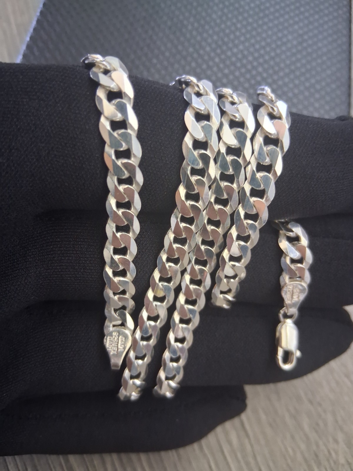 cadena de plata 925 corte diamante 24″ de larga 6mm de anchor